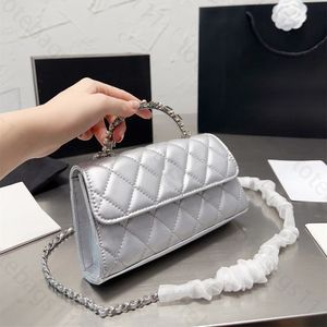 Tasche mit Griff oben, Luxus-Designer-Handtasche, klassische Taschen mit Kettenklappe, Leder-Silbertaschen, Damen-Kaviar-Luxus-Handtaschen, Umhängetaschen, Clutch-Geldbörse, Abendtasche