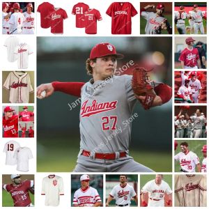 2022 NCAA Custom Indiana Hoosiers College Baseball Jersey 12 Alex Dickerson 42 Costa Sirounis 44 Bradley Brehmer 45 John-Biagio Modugno 51 A