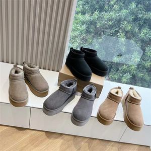 ugUG boots snow boots Tasman slippers thick soles super mini chestnut leather and fur integrated winter women's men's wool winter boots with logo and box brand name