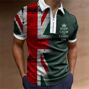 Męska polos mody Men Polo Shirt 3D UK Flag Printed Summer Casual Short Sleved Clothing Tops Men T-shirt luźna duża koszula i bluzka T231219