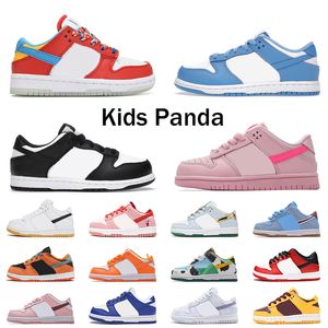 2024 Kids Panda Low Дизайнерская повседневная обувь Дети Мальчики Девочки Lows Белые черные массивные Dunkys UNC Розовые серые Детские кроссовки Молодежные кроссовки для больших детей Размер 24-35