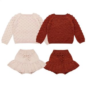 Pullover Fashion Baby Girls Sweater Popcorn Chunky Cable Clothes Toddler Kids Knit Tops Dress Autumn Outerwear 231218