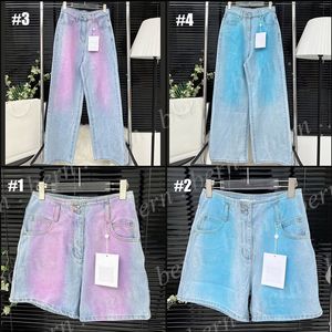 Premium mode kvinnors jeans denim shorts ljusblå gradient färg kvinnor långa byxor