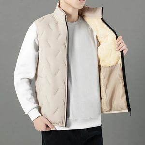 Men S Down Parkas 2023 Winter Warm Jacket長方形のエンボスベストフリース風力向上大規模なサイズソリッドカラーカジュアルコート5xl 231219