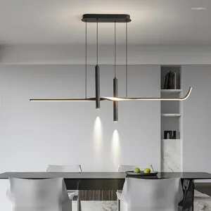 Pendant Lamps Modern Lights LED Hanging Lamp Table Long Linear Light With Spotlights Kitchen Island Lighting For Dining Room Fixtures