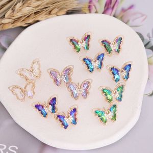 New Arrival Gold Plated Colored Crystal Earring Studs Butterfly Earrings for Women