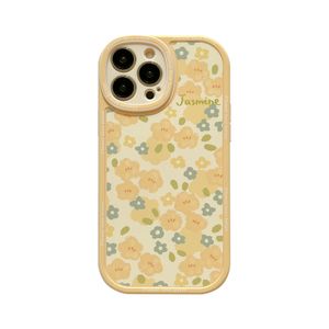 Amarelo floral fosco casos para iphone 15 14 11 13 12 11 pro max capa traseira 15promax 14pro macio caso de celular pára-choques 100 pçs