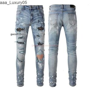 High Amari Denim Amirl Blue Amirlies Trend am Fashion Amis Jeans imiri Hosen Amiiri es AM Street Designer Light Clothing Hole es Patch Slim Fit mit Dionds Mens Bl 8GE9