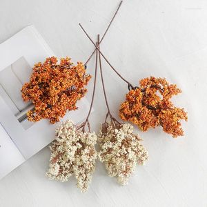 Decorative Flowers Autumn Fall Decoration Small Holly Fruit Branch Foam Fake For Home Decor Retro Style Flores Artificiales Wreath