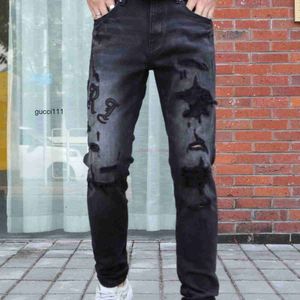 Mid Amari amirl amirlies am amis imiri amiiri designer kläder jeans denim låga byxor nya trendiga män es trasiga lapp jeans med midja grå svart trendig ungdom pan 2xrt