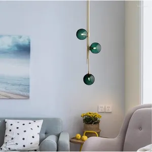 Plafoniere Lampada da comodino con sfera di vetro Lampadario a bolle in metallo dorato Postmoderno Apparecchio di illuminazione G9 sospeso a lunga striscia