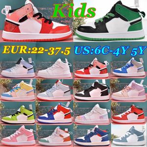 Jumpman 1s Kids Shoes Toddler Sneakers 4y 5y Boys Girls Trainers Lucky Green Spider-Verse True Blue Denim Valentine's Day Baby Spädbarn Förskolebarn Sko