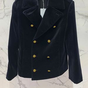 Mulheres de couro falso de alta qualidade vintage veludo preto terno jaqueta feminina moda duplo breasted lapela casaco outono feminino elegante escritório blazer topos 231219