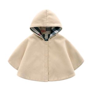 Poncho Baby Girl Cloak Coat Cotton Fall Winter Child Clothes Korean Fashion Lace Hooded Poncho Cape Toddler Kid Ytterkläderjacka 6m6t