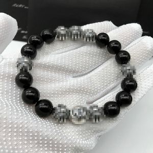 Classic Bracelet for Men and Women Natural Obsidian Silver Bead Bracelets