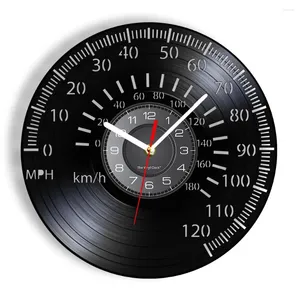 Wall Clocks Vintage Speedometer Record Clock For Home Garage Decor Racing Car Tachometer Speed Automobile Art
