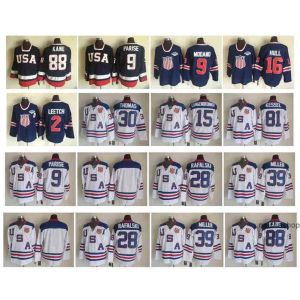 Hockey Jerseys Team USA White Patrick Kane Zach Parise Jamie Langenbrunner Brian Rafalski Tim Thomas Ryan Miller Phil Kessel Brett Hull Ice 14