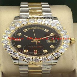 Relógio de luxo 4 estilo dois tons 41mm maior diamante dial moldura 118348 relógio peito nunca usado marca moda automática masculino watchc2752