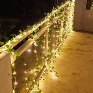 Cordas 10/5 2m Fada Casamento Ivy Leaf Vine String Light Solar Powered Folhas Verdes Lâmpada de Férias para Natal Pátio de Ação de Graças 266E