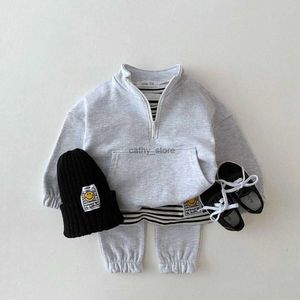 プルオーバー2ピースセットベビー服セットベビー幼児の女の子の男の子コットンスウェットシャツ +パンツ二枚の子供の子供服スーツ春と秋231215