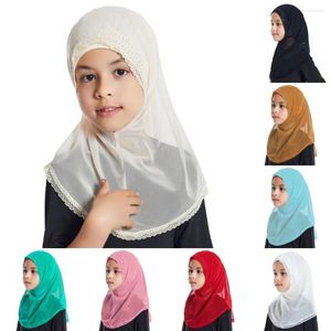 Ethnic Clothing Muslim Girls Kids Lace Amira Hijab Islamic Scarf Shawls Soft