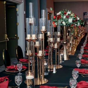 Factory Wholesale 8 braccio Gold Gold High Candele High Candelabra Table Centrotavola matrimonio 135