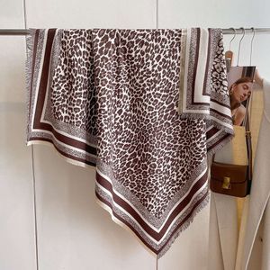 2024 New Double Sided Shawl Warm and Thickened Women's Leopard Pattern Fashion Tassel Scarf