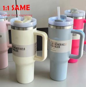 Muggar Nya 40oz muggar tumlare med handtag isolerade tumlers lock halm rostfritt stål kaffet termins cup dhl US stock 1219