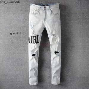 amiiri Jeans Hohe Jeans imiri amari AM Designer-Kleidung es amirl Denim-Hosen 650 es amirlies Street Letter bestickt perforiert am amis für Herren Jugend Light E B5ZE