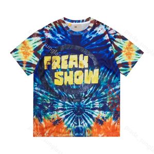 T-shirt firmata Tie-dye Stampa alfabetica Manica corta High Street Fashion Allentato Retro American Casual WashedL4S6L4S6