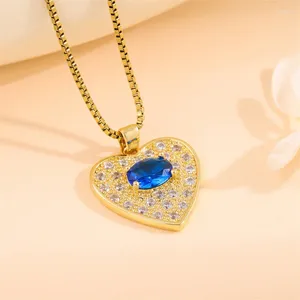 Pendant Necklaces Korean Fashion Zircon Love Necklace For Women 18K Gold Plated Stainless Steel Chain Ladies Girls Jewelry Gifts