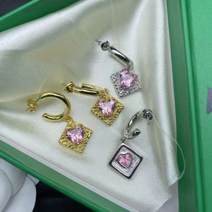 Bottegaly Venettaly Precision Baodie Love Pink Diamond Srebrna igła Kolczyki dla kobiet wszechstronne kolczyki