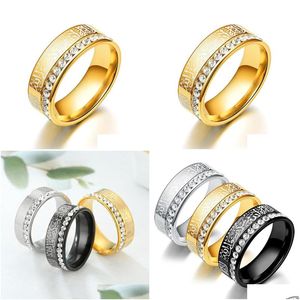 Bandringar lyxiga arabiska islamiska muslimska allah iced ut cz charm ring gyllene färg 14k gula guld ringar för kvinnor män relius smycken d dhjg2