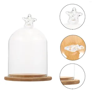 Vases 1 Set Glass Cloche Bell Jar Display Dome Preserved Flower Cover With Wooden Base Terrarium Decorative Showcase Dessert