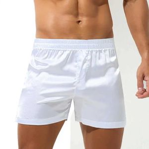 Cuecas masculinas pijamas shorts macios de seda roupa interior boxers shorts sono bottoms homewear sleepwear solto lounge shortsl1218