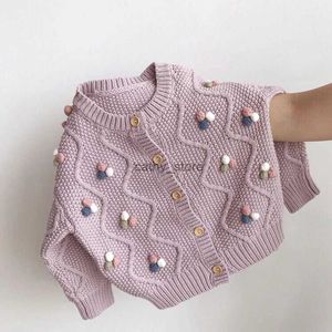 Pullover 80-150cm Spring Fall Baby Sweater Long Sleeve Knitted Baby Clothes Girl Sweater Dot Decoration Baby Knit Kids OutwearL231215