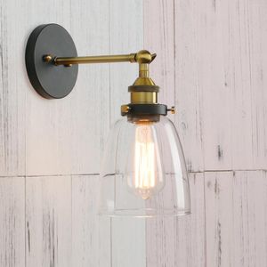 Lâmpada de parede Phansthy Vintage Clear Glass Shade Modern Sconce Espelho Luzes Interior Loft Stair Luminária Decoração de Natal