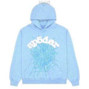 Mens Hoodies Moletons 2023 Novo Céu Azul Sp5der Hoodie Homens Mulheres 1 Hip Hop Young Thug Spider World Wide 555555 Impressão Pulôver Hoody Li T0TO