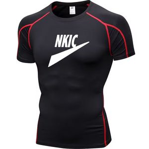 Erkekler Marka Logosu Koşu Sıkıştırma Tişört Kısa Kollu Spor Tees Spor Salonu Fitness Sweatshirt Erkek Jogging Traursuit Homme Atletik Gömlek Tops