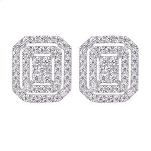 G116 Classic Designs Jewelry Gold Square Diamonds Stud Earrings for Women Gift 18k Real White Romantic Natural Baroli