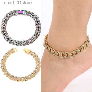 Ankiety Hip Hop Miami Cu Kid -Bransoletka Biżuteria 2021 Bijouterie goth kubańska łańcuch Bling Rper Rock Jewelry Foot Ankletl231219