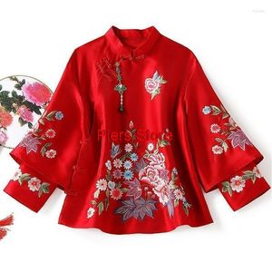 Roupas étnicas estilo vintage harajuku bordado chinês tops mulheres 2022 jaqueta solta casaco de algodão tang terno feminino outono hanfu gota otxik