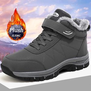 Botas de inverno mulheres homens botas de couro à prova dwaterproof água tênis homem pelúcia quente unisex botas de neve ao ar livre antiderrapante botas de caminhada masculinas 231219