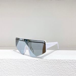 Weiß Silber Spiegel Sonnenbrille für Frauen Männer Flat Top Shield Wrap Gläser Sommer Sonnenschutz gafas de sol Sonnenbrille UV400 Eyewea171C