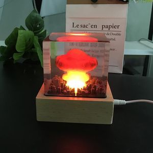 Decorative Objects Figurines Nuclear Explosion Bomb Mushroom Cloud Lamp Flameless For Courtyard Living Room Decor 3D Night Light Rechargeable 231101