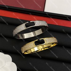Diamond Wide Brim Bracelets Designer Bracelets Crystal Gold Chain Bangles Rhinestone Bracelet With Box