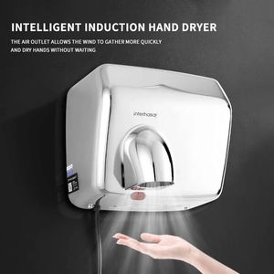 Secadores de mãos interhasa 2300W Secador automático Eletrodomésticos de banheiro Seco rápido Sensor automático de aço inoxidável Máquina de secador de mãos elétrica 231218