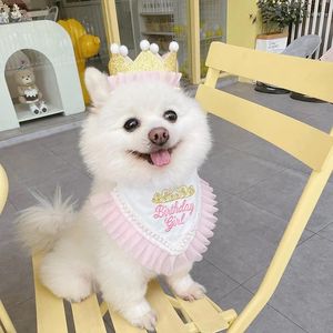 Abbigliamento per cani INS Articoli per animali domestici Asciugamano per la bocca di compleanno Triangolo per feste Pawty Cat Crown Copricapo Accessori per cuccioli carini