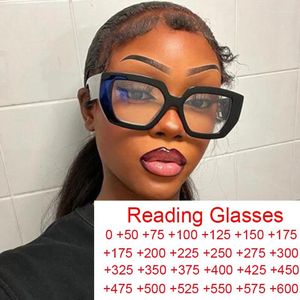 Solglasögon Fashion Woman Black Square Reading Glasses Anti Blue Rays Presbyopia glasögon Tjock Frame Computer Eyewear 2