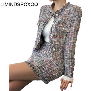 Two Piece Dress Sexy Set Women Skirt Lattice Summer Tweed Short Jacket Pearl Button Slim Fashion Clothing Coats Suits Female 231218